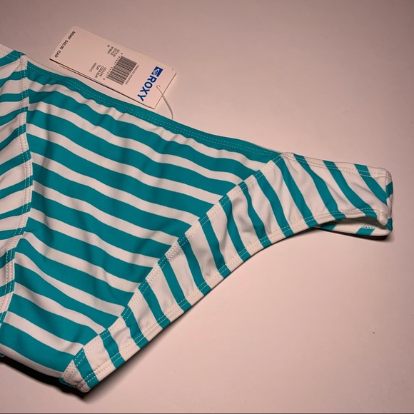 Sz. Med Roxy turquoise white stripe NWT bikini bottom - Picture 5 of 12
